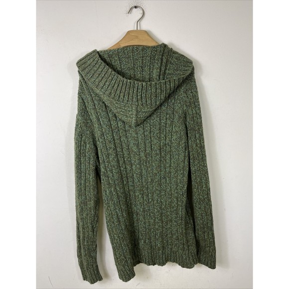 Old Navy Sweater Women Green Cable Knit Chunky Hooded Wool Blend NWT $34 - Picture 4 of 7